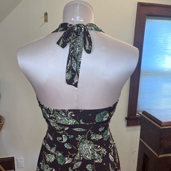 Speechless Y2K Ruched Halter Dress Asymmetrical Hem Size S Forest Fairy Babydoll - Picture 3 of 10